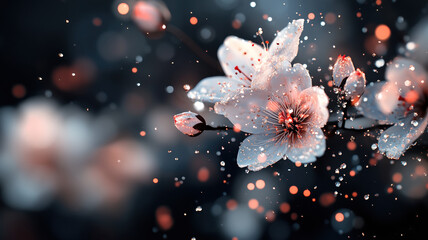 A digital artwork of delicate flowers with soft pastel colors, smooth curves, intricate details, and a dreamy atmosphere, created in high resolution and realistic style.