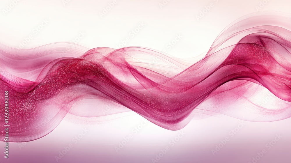 Poster abstract image of flowing pink and white particles creating a wave like pattern. soft lighting, ethe