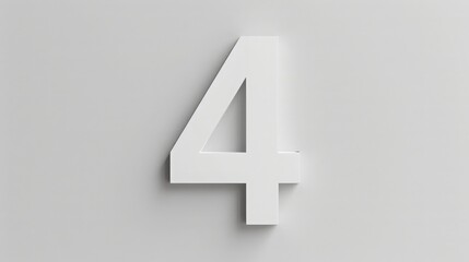 Fototapeta premium Bold Number Four Displayed Prominently on a Minimalist White Background, Creating a Striking Visual Effect and Capturing Attention Effortlessly