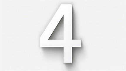 Obraz premium Bold Number Four Displayed Prominently on a Clean White Background in a Sans-Serif Font