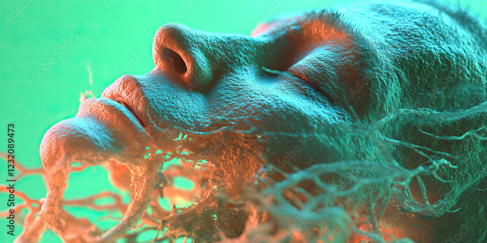 Poster 3D Render: Face Dissolution with Network Structure