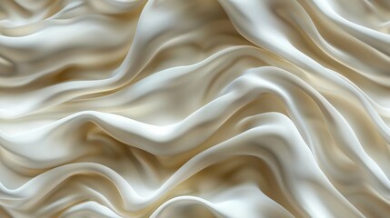 Fototapeta premium Flowing Beige Silk Drape Creates an Elegant Play of Light and Shadow With Gentle Curves and Ripples of Fabric