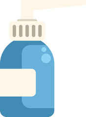 Obraz premium Blue plastic bottle dispenser with long nozzle containing liquid soap, for hand washing or body care, flat vector illustration isolated on white background