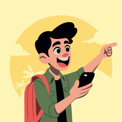 young man look at smartphone to look for addresses