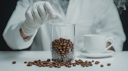 Coffee Bean Experiment with Steam and Laboratory Glassware