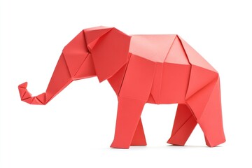 Red Origami Elephant