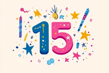 Fototapeta premium Fifteenth Birthday Celebration Design