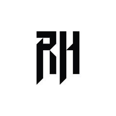 RH monogram logo design letter text name symbol monochrome logotype alphabet character simple logo