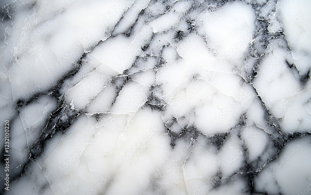 Poster close-up of white and gray marble texture with cracks.