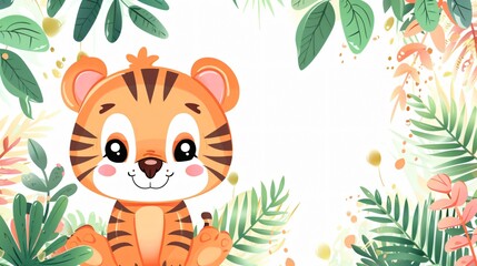 Adorable Little Tiger Invitation Featuring a Baby Animal Poster with a Cute Bear