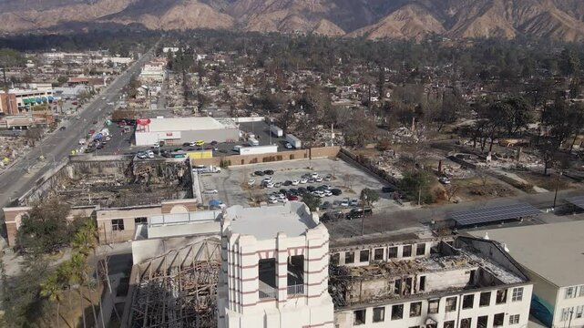 Burnt buildings in Altadena, Eaton Fire aftermath