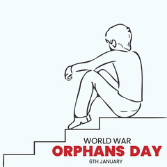 world war orphans day. 6 January. world day of war orphans holiday concept and banner, poster, card. background. vector illustration.