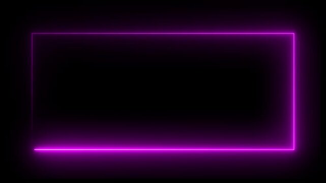Animation of glowing neon rectangles abstract background. abstract glowing neon rectangle border frame. 4k animated on black background