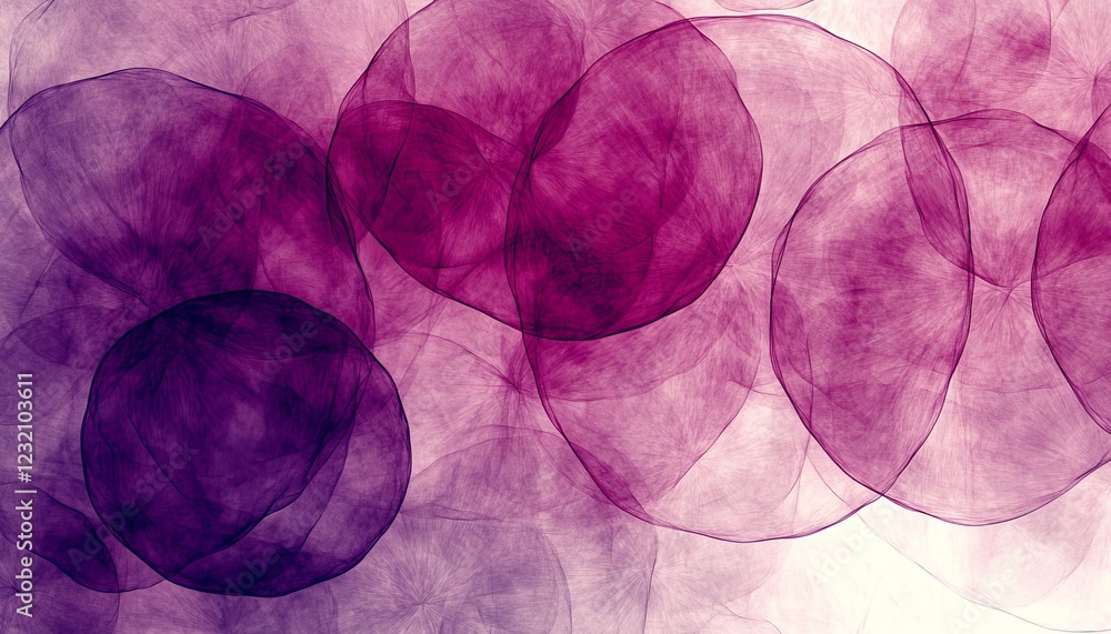 Poster abstract background of overlapping pastel circles on white, with bokeh effect and copy space