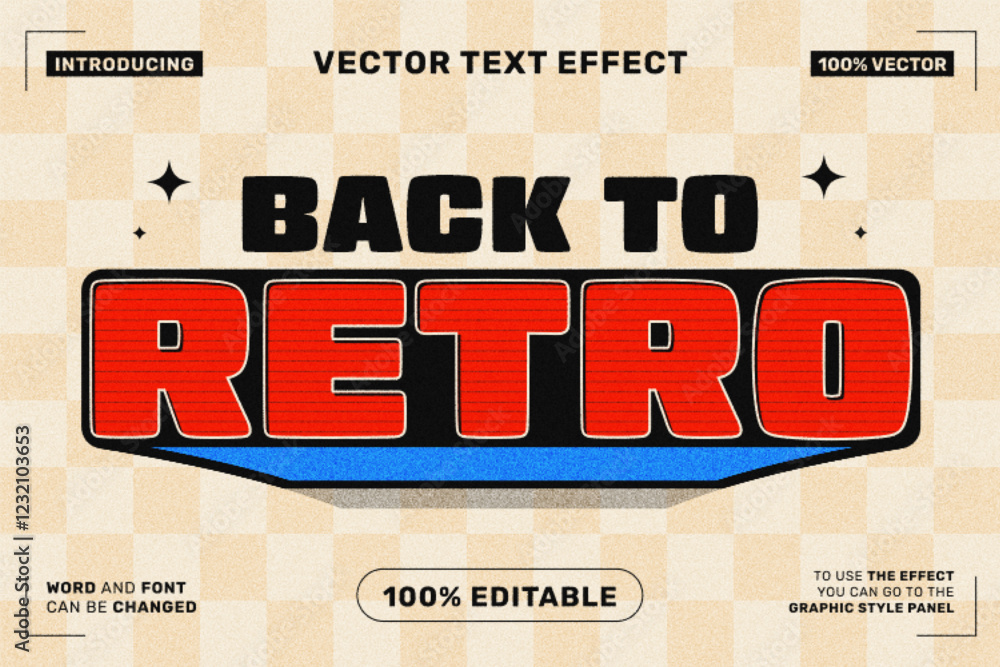 Fototapete editable text effect back to retro 3d cartoon template style premium vector