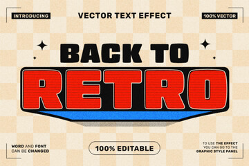 Editable text effect Back To Retro 3d Cartoon template style premium vector