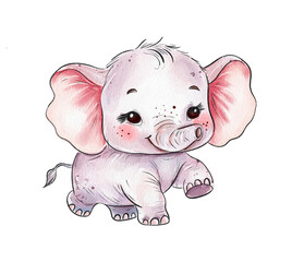 Cute Cartoon Baby Elephant Illustration