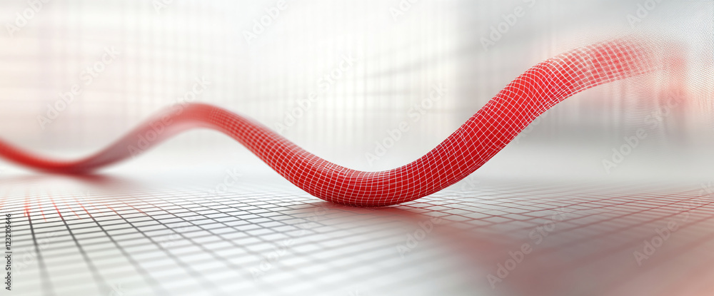 Aufkleber A red wavy line with a grid structure against a soft, blurred background, symbolizing data analysis, digital concepts, or a technological and modern design theme.