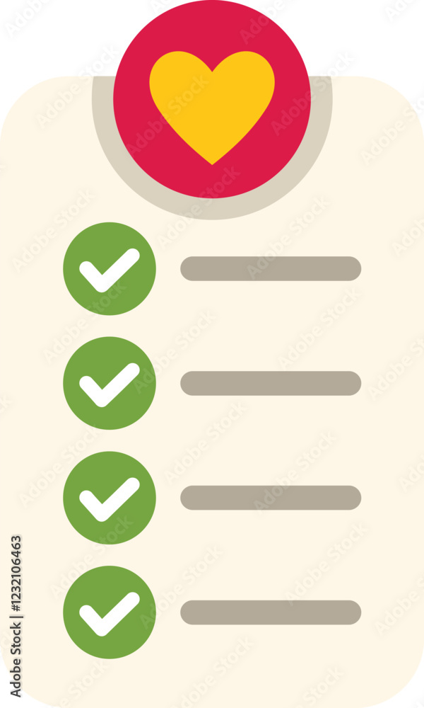 Poster wish list is showing tasks done with checked boxes and heart symbol for valentine's day