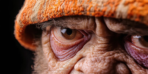 Close-up Photograph of Elderly Person's Face and Eyes