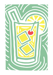Cocktail minimalist poster, sticker, wall art, card, t-shirt, souvenir printing design