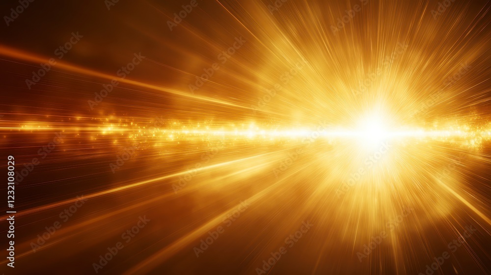 Poster abstract background with golden light rays and particles, creating a bright and radiant effect. the 
