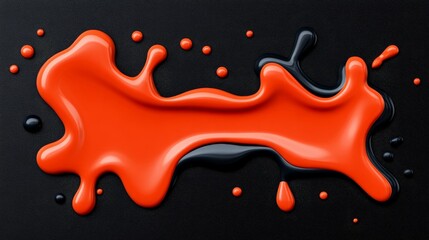 Abstract Liquid Design:  A vibrant splash of orange and black liquid dances against a deep black background. The interplay of vibrant colors and fluid shapes creates a dynamic, abstract design.  