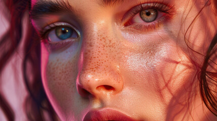 Fototapeta premium beauty retouching, ethereal glow, creative lighting, detailed textures, professional retouching, captivating focus