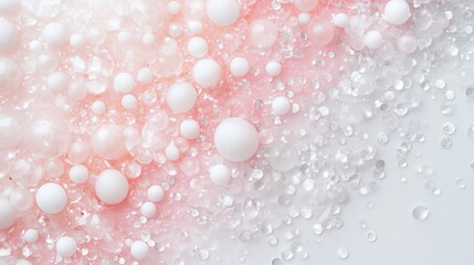 Fototapeta premium Soft pink and silver confetti patterns create a whimsical atmosphere with ample copy space for design elements. Generative AI