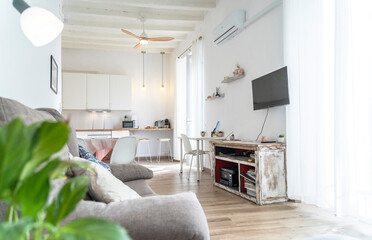 Modern and bright living room of an apartment