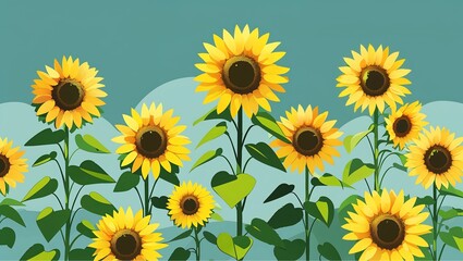 Fototapeta premium sunflower field Illustration