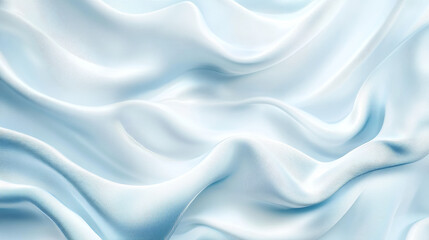 Fototapeta premium Blue silk fabric texture. Abstract background with smooth satin cloth with waves and drapery. Surface of luxury flowing textile, vector realistic illustration