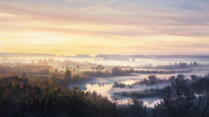 Fototapeta premium Capitol Hill bathed in soft morning light, a tranquil sunrise moment