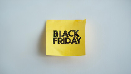 Piece of yellow paper with text BLACK FRIDAY. Sale, big offer.