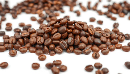 Naklejka premium pile of coffee beans isolated on white or transparent png. Art 2