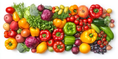 Colorful assortment of fresh fruits and vegetables.