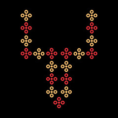 India stitch Kasuti embroidery abstract artwork seamless geometric pattern printed background fabric wallpaper hand drawn line colorful black ethnic

