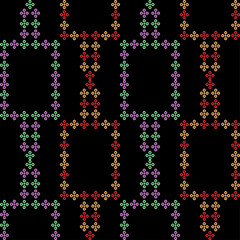 India stitch Kasuti embroidery abstract artwork seamless geometric pattern printed background fabric wallpaper hand drawn line colorful black ethnic

