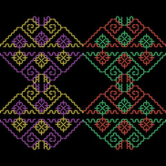 india stitch Kasuti embroidery ethnic abstract artwork seamless geometric pattern printed background fabric wallpaper hand drawn line
