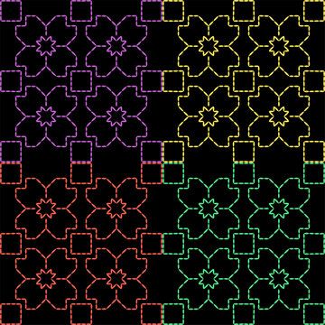 india stitch Kasuti embroidery ethnic abstract artwork seamless geometric pattern printed background fabric wallpaper hand drawn line
