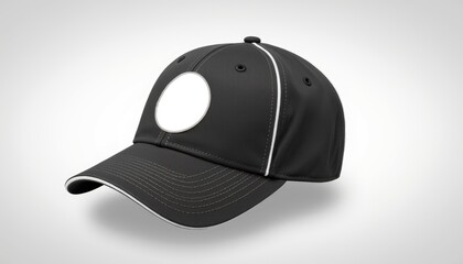 Fototapeta premium Stylish black cap mockup showcasing embroidery design, fashion branding