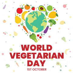 world vegetarian day  poster design, vegetarian day vector illustration, different vegetables vector, 1st October