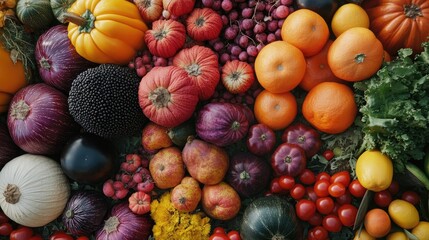 A vibrant platter of regional fruits and vegetables showcasing local biodiversity.