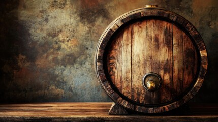 A wooden barrel filled with a regionally brewed craft beverage.