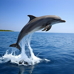 Fototapeta premium Dolphins are intelligent, playful marine mammals known for their social behavior