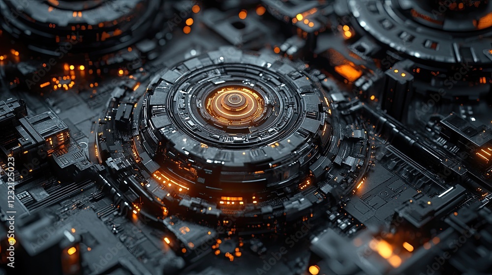 Poster Abstract Futuristic Technological Machine Core Design