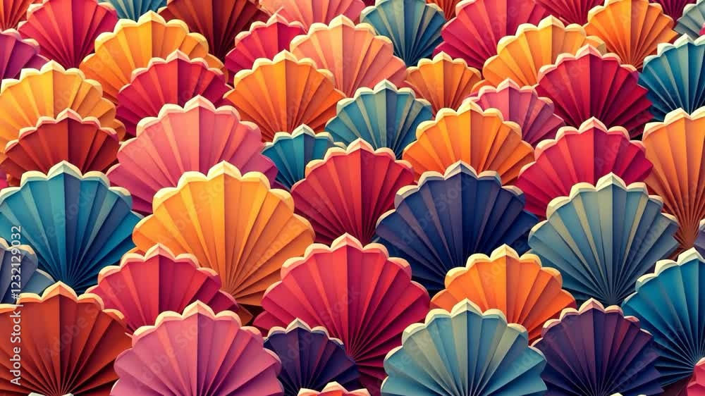 Poster a close up of a colorful array of flower shaped objects. the objects are in various colors and sizes