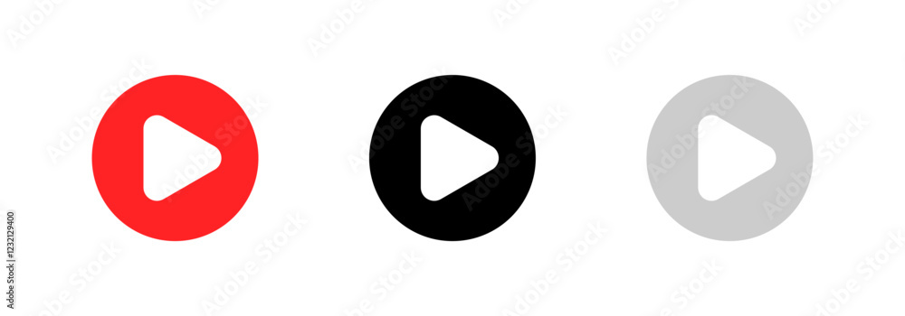 Poster play button. start buttons illustration. video audio media player play button set.
