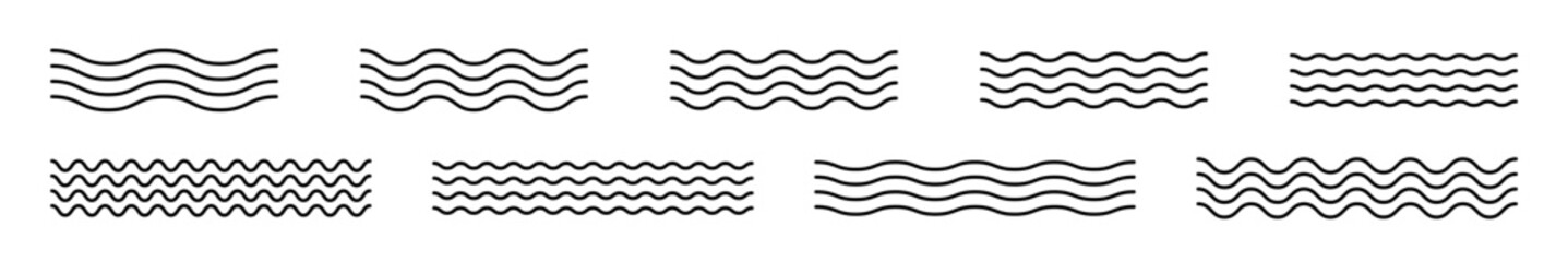 Wave line set. Wave icons. Waves line. Wave vector collection. Zigzag