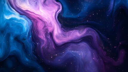 Cosmic Swirl: A mesmerizing abstract background of swirling blue, purple, and pink hues reminiscent of cosmic nebulae, filled with sparkling glitter, creating a captivating and dreamy atmosphere. 